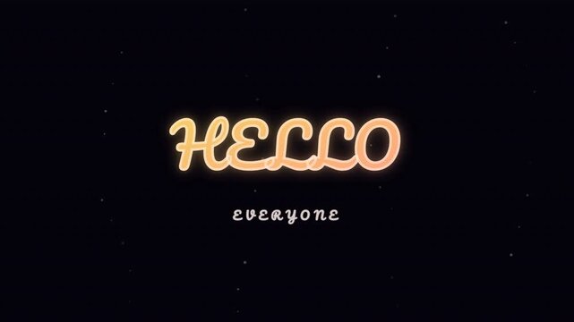 Hello text script with gold metallic rise effect on black