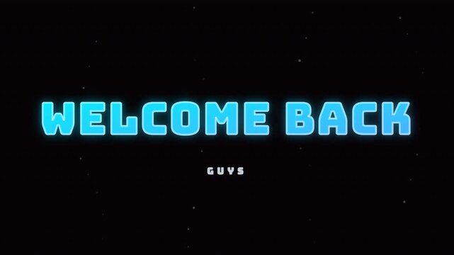 Welcome back blocky aqua diagonal text animation for video intros.