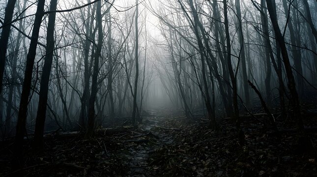 Misty forest path