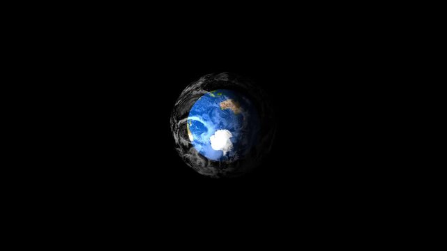 Planet the Earth, view from space, Milky Way Galaxy. Planet earth rotating animation. Earth zoom in from outer space until white clouds fill the screen. Elements of this image furnished by NASA.
