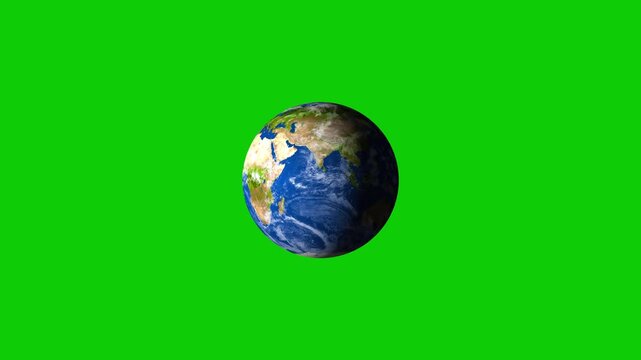 Planet the Earth On Green Screen. Planet earth rotating animation. Earth zoom in from outer space until white clouds fill the screen. Elements of this image furnished by NASA.