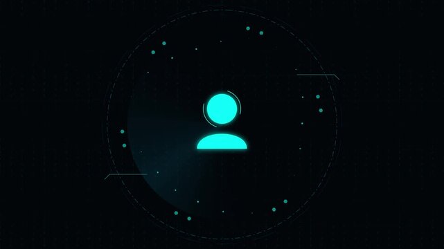 User Profile Icon with Pulsing Digital Hud Interface Graphic