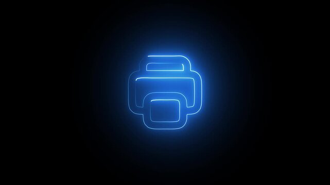 &ldquo;Glowing Neon Printer Icon Animation &ndash; Futuristic Pink Light Effect on Black Background, Modern Technology Concept, Digital Interface, 4K Loop Motion Design for UI and Branding&rdquo;