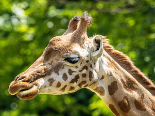 Kordofan giraffe (Giraffa camelopardalis antiquorum) with distinctive irregular coat pattern and long neck, standing in African savanna habitat, representative of one of the world's most endangered