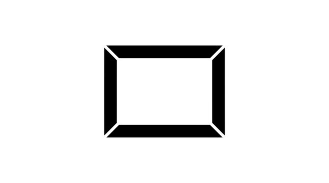 Minimalist rectangular picture frame icon isolated on white background.