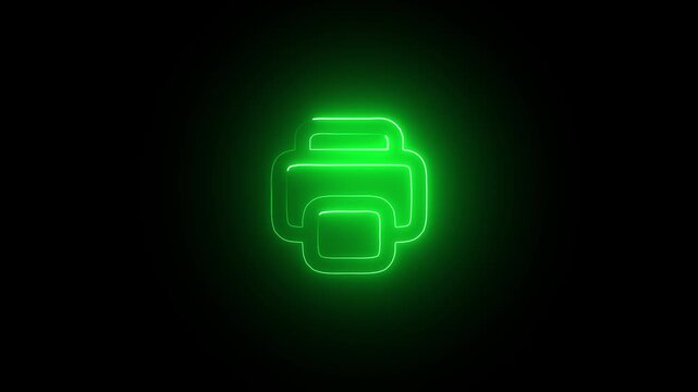 &ldquo;Glowing Neon Printer Icon Animation &ndash; Futuristic Pink Light Effect on Black Background, Modern Technology Concept, Digital Interface, 4K Loop Motion Design for UI and Branding&rdquo;