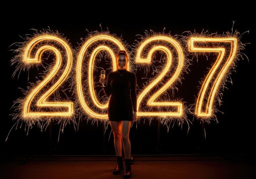 Woman celebrating new year 2027