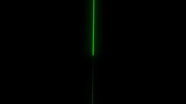 glowing green neon Straight neon lazer animation of horizontal line on alpha background, straight neon lazer line, seamless loop.