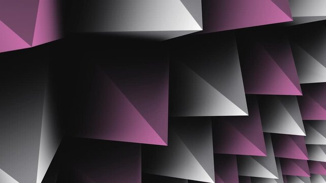 Abstract 3D geometric background, pink and grey sharp pyramids, modern motion graphic pattern