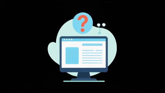 animated cloud with question mark and laptop concept