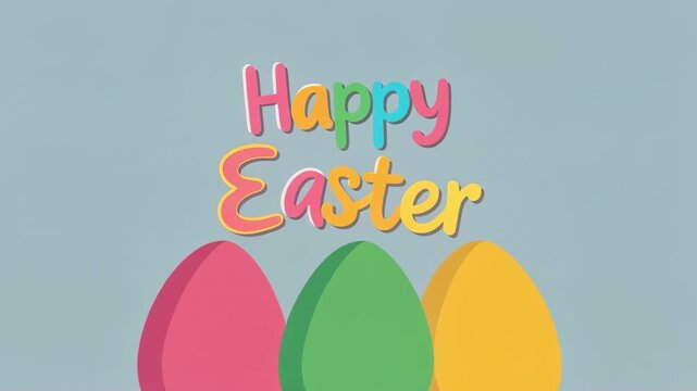 Animated colorful easter egg sequence with text transition