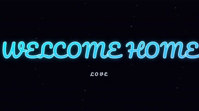 Welcome Home aqua script text rising motion graphic animation