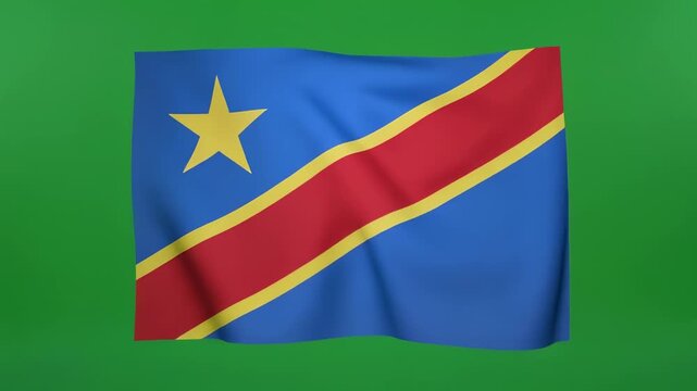 Animated flag transition with star emblem and geometric shapes