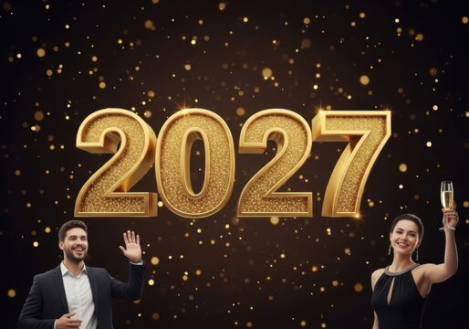 New year 2027 celebration with couple