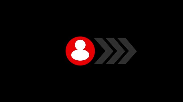 Man icon with Outgoing call icon with arrow sign telephone receiver communication concept animation.