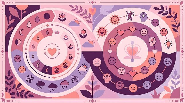 Pink and purple infographic for mental health and mood tracking