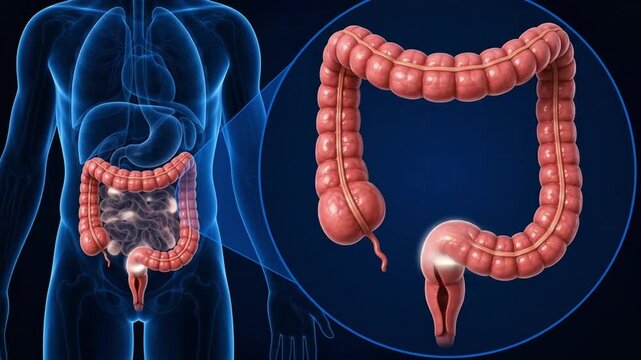 3D human colon anatomy healthcare animation