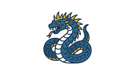 Fototapeta premium Stylized Blue Serpent Dragon Mascot Illustration.