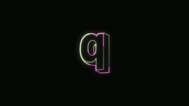  Alphabet q Neon Text Seamless Loop 4K with Black Background Animated Promotional Typography for Video Editing