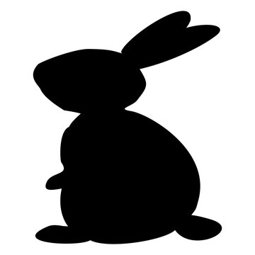 Rabbit Silhouette Cute Bunny Easter Animal Black Vector Isolated Icon Symbol Shape Bunny Ears Graphic Element Flat Simple Outline Mammal Pet Nature Sign Art Design Template Mascot Logo