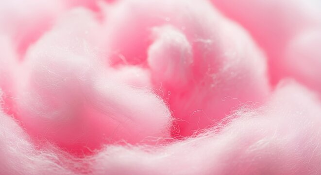 Macro Close-up of Fluffy Pink Cotton Candy Texture, Sweet Fairy Floss Abstract Background for Celebration and Childhood Themes