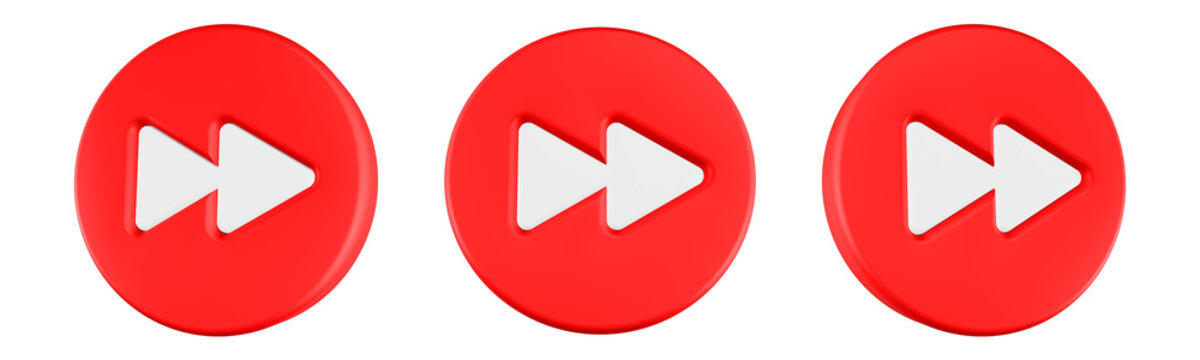 3D double right-pointing arrow symbol for fast-forward or skip-forward