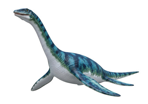 Blue prehistoric plesiosaur swimming in water