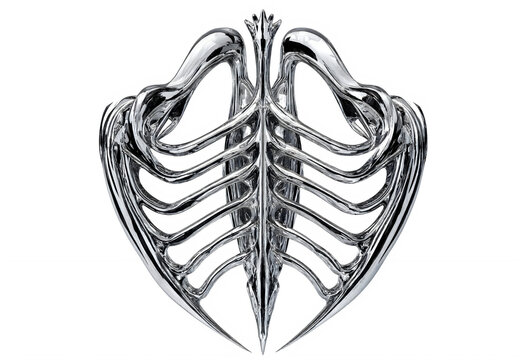 Vintage anatomical drawing of a human rib cage