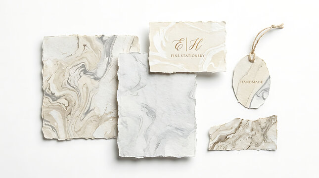Stationery set with marble paper and gift tag