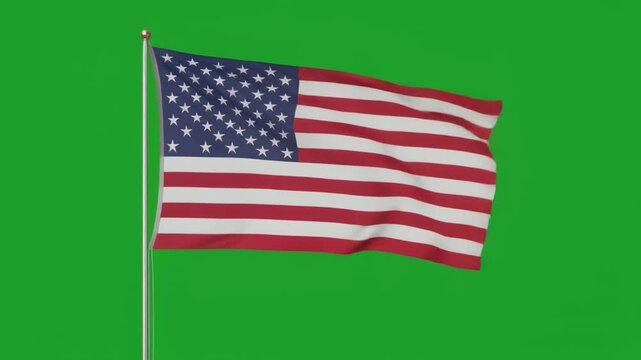 American flag waving in green background motion sequence