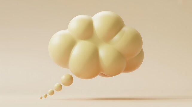 Creamy beige 3D thought bubble with small speech bubbles 