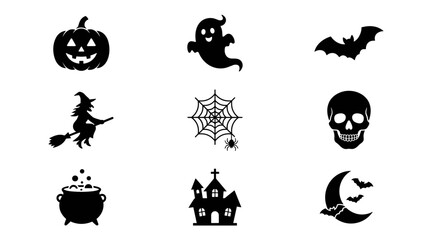 Fototapeta premium Halloween Icons Set Silhouette Collection.