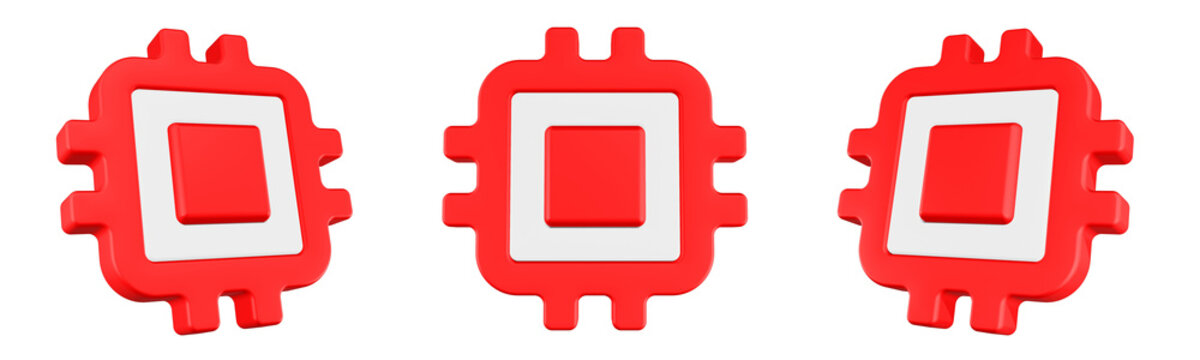 3D computer processor or microchip icon rendering