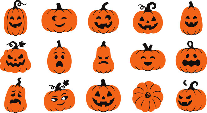set of halloween pumpkins