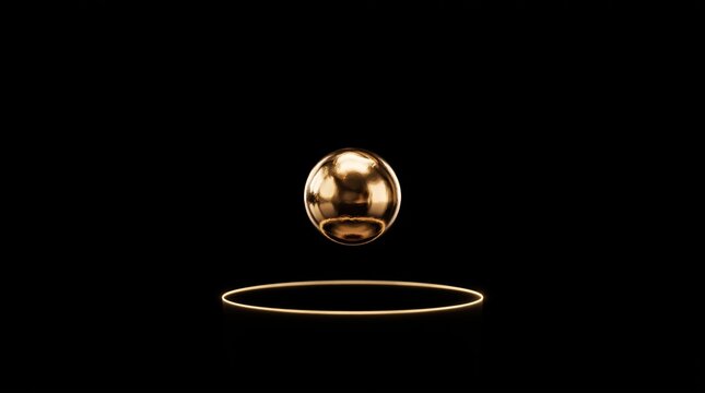 OLED Minimalist Floating Liquid Gold Droplet on Black Background Luxury OLED Wallpaper with Copy Space