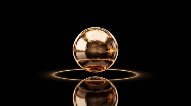 OLED Minimalist Floating Liquid Gold Droplet on Black Background Luxury OLED Wallpaper with Copy Space