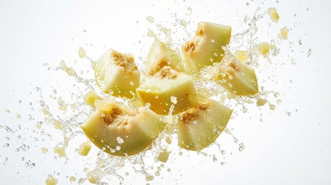 Fresh melon juice splash in clear glass