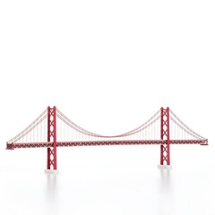 Fototapeta premium Colorful geometric wireframe structure with red accents on white background.