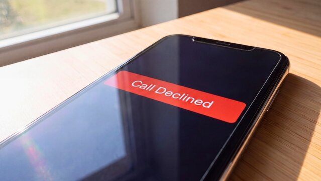 Smartphone screen showing call declined notification for missed communication