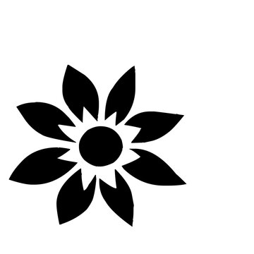 Minimalist black and white floral icon design. Stylized sunflower vector illustration for branding and decor.