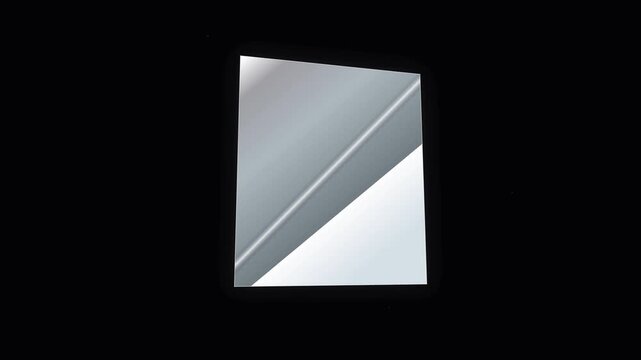 Modern Rotating Silver Metallic Chrome Screen on Black Background