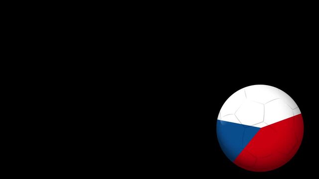 Bouncing Soccer Ball with Czech Republic Flag Pattern on Black Background