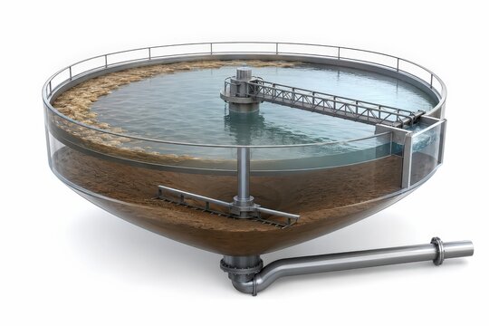 Primary Clarifier Separates Scum, Clear Water, and Settled Sludge for Plant Onboarding Materials
