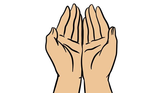 Animated vector illustration of open hands opening