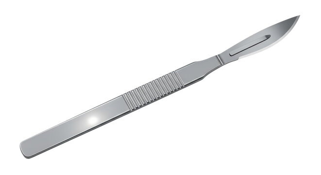Stainless steel medical scalpel knife icon isolated on white