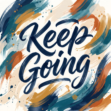 Keep going motivational text with colorful abstract background