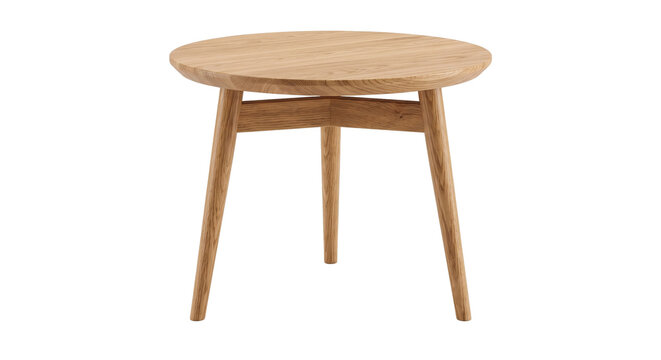 round wooden side table isolated on transparent background