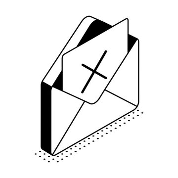 Envelope with a crossed symbol, representing a failed, invalid, or undelivered message.