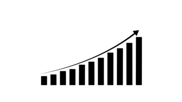 Business growth concept in graph chart white background, showing marketing sales profit increasing to future target . corporate growth, motion graphics, 4k loop..