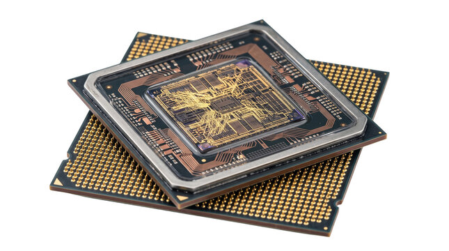 Semiconductor chip isolated on transparent background 
